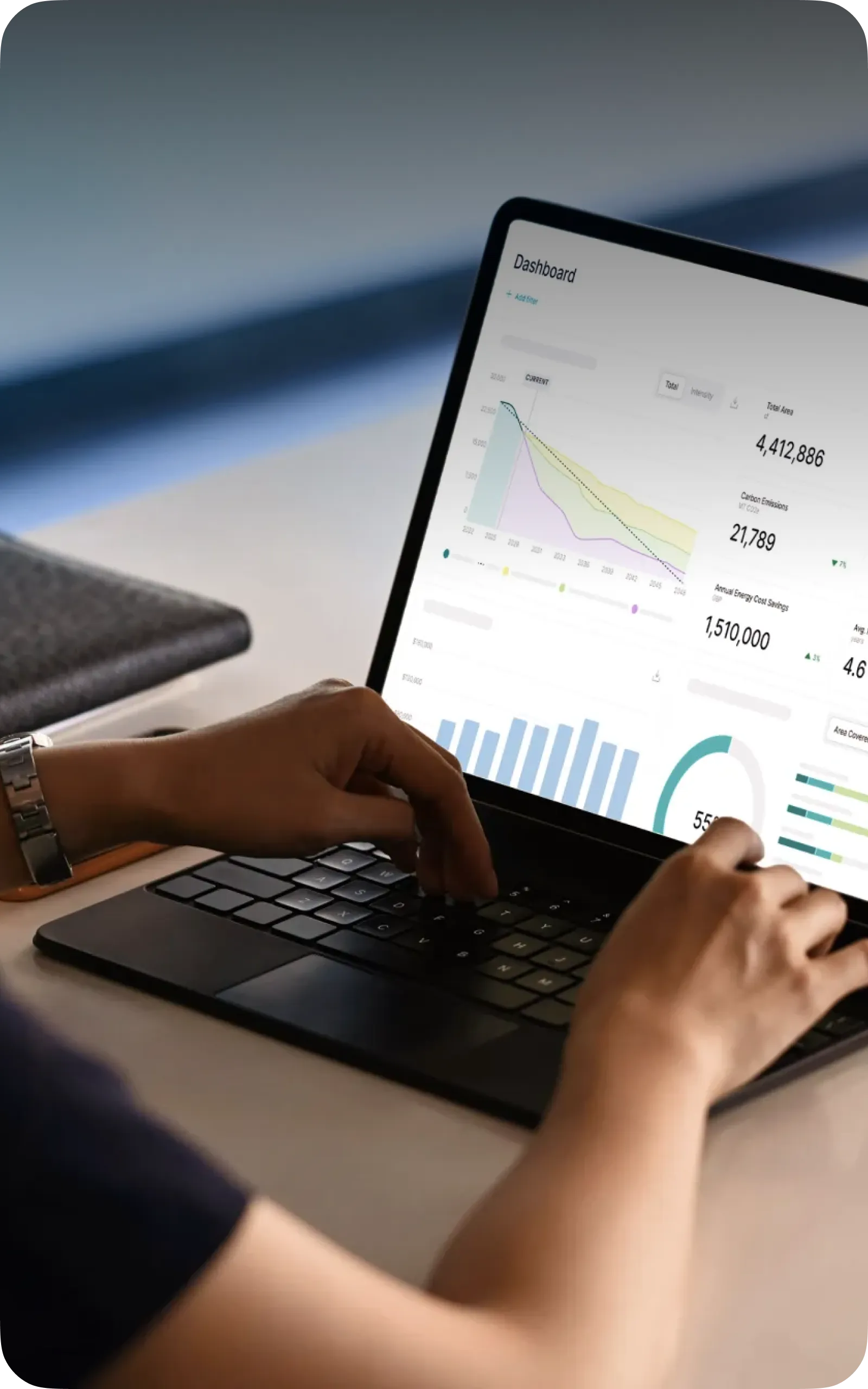 A portfolio dashboard on a laptop